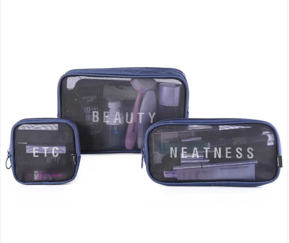 Large-Capacity Mesh Cosmetic Storage Bag – Portable Makeup Brush Organizer