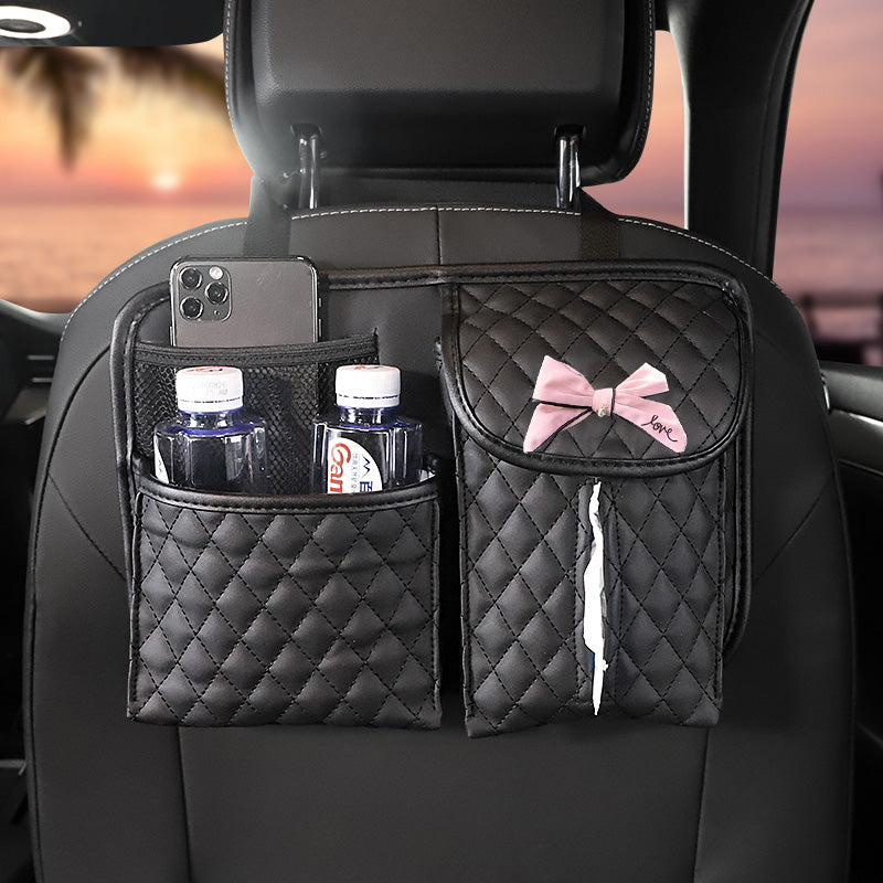 Creative PU Leather Car Seat Back Organizer Bag