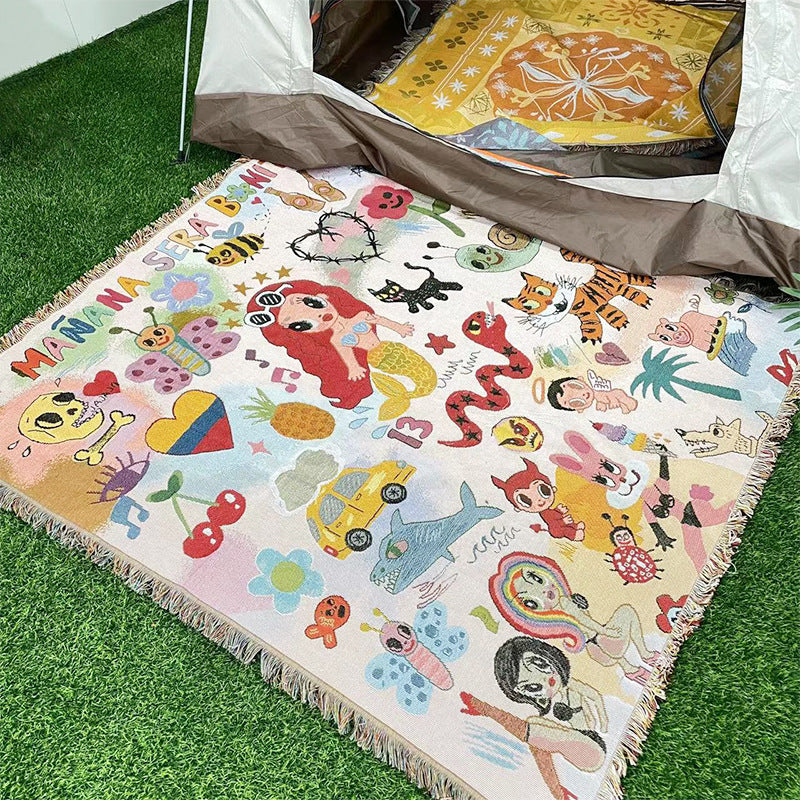 Bohemian Outdoor Camping Blanket and Picnic Mat