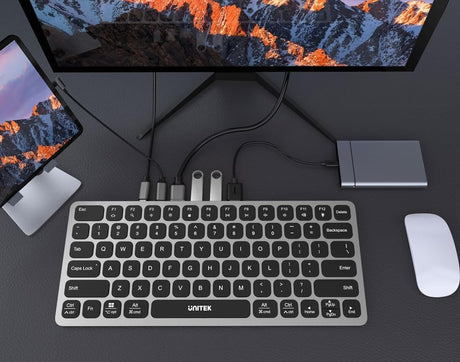 Unitek 9in1 Keyboard & USB-C 3.0 Hub 4x USB Ports HDMI 4K60Hz Card Reader & 100W PD D1092A