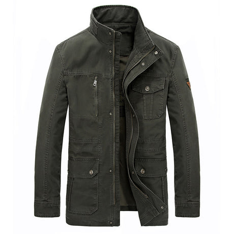 Men's Casual Mid-Length Cotton Jacket for Spring/Fall