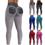 Honeycomb Yoga Pants with Butt Pocket and High Waist