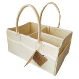 CHN Digital Diaper Caddy Organizer | Portable Nursery Storage Container | Stacker | Car Organizer for Diapers and Baby Wipes | Baby Diaper Basket with Handle (Beige)