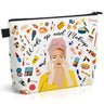 YESMET Makeup Bag Cosmetic Bag for Women Large Capacity Canvas Travel Makeup Bags Small Preppy Patch Bag with Zipper Cute Makeup Pouch Toiletry Bag for Women Girls Teens (C)