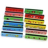 Wooden Painted Harmonica for Kids - 16 Holes Educational Toy