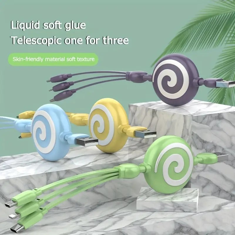 Colorful 3A Fast Charging Retractable USB Cable