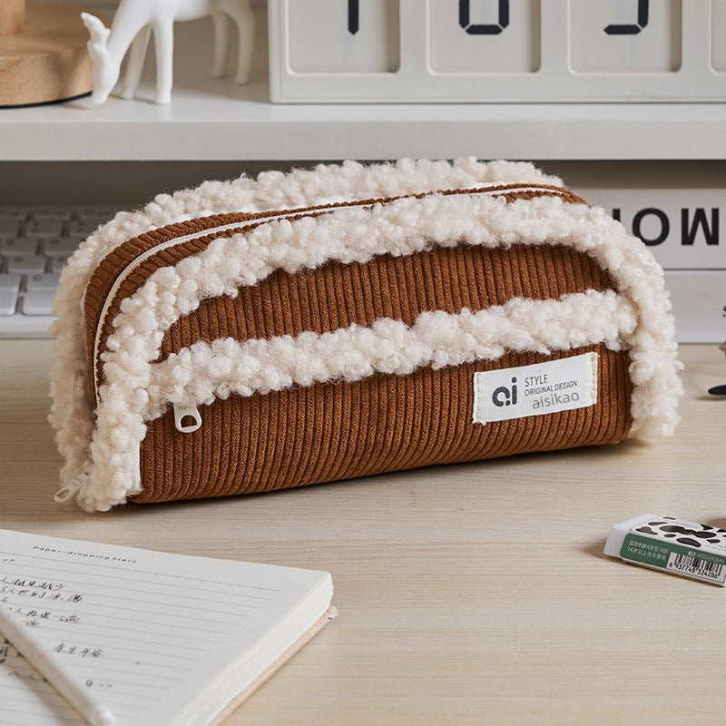 Chic Velvet Pencil Case - Large Capacity Stationery Bag