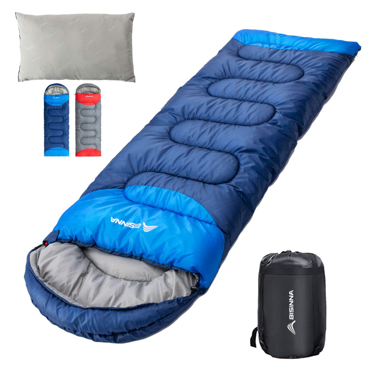 BISINNA Sleeping Bag with Pillow - 4 Season Backpacking Sleeping Bag Lightweight Waterproof Warm and Washable for Adults Kids Women Mens Outdoors Camping Hiking Mountaineering