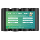 Portable Toilet Bags for Camping，80 PCS Toilet Replacement Bags 8 Gallon Waste Bags for 5 Gallon Bucket Toilet Seat Trash Bags for Outdoor Boating Travel Camping (80 Count)