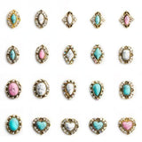 3D Turquoise Western Nail Ornament Mix Blue White and Pink Turquoise Charms Nail Art Gemstone Nail Art Jewelry Flower Heart Acrylic Nail Phone Case Card Womens DIY Decoration Products Home (20pcs)