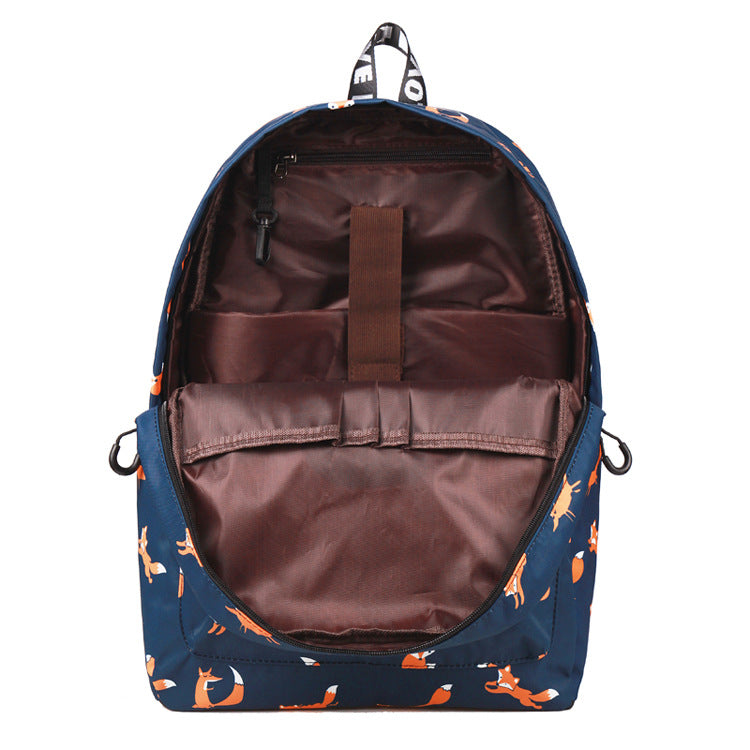 Stylish Fox Print Backpack for Students and Laptops
