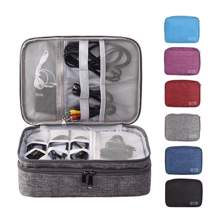 Two Layer Waterproof Multifunctional Data Cable Storage Bag
