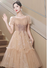French Retro Sweet Fairy Dress with Heavy Embroidery