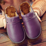 Home Cotton Slippers with Genuine Leather Sole