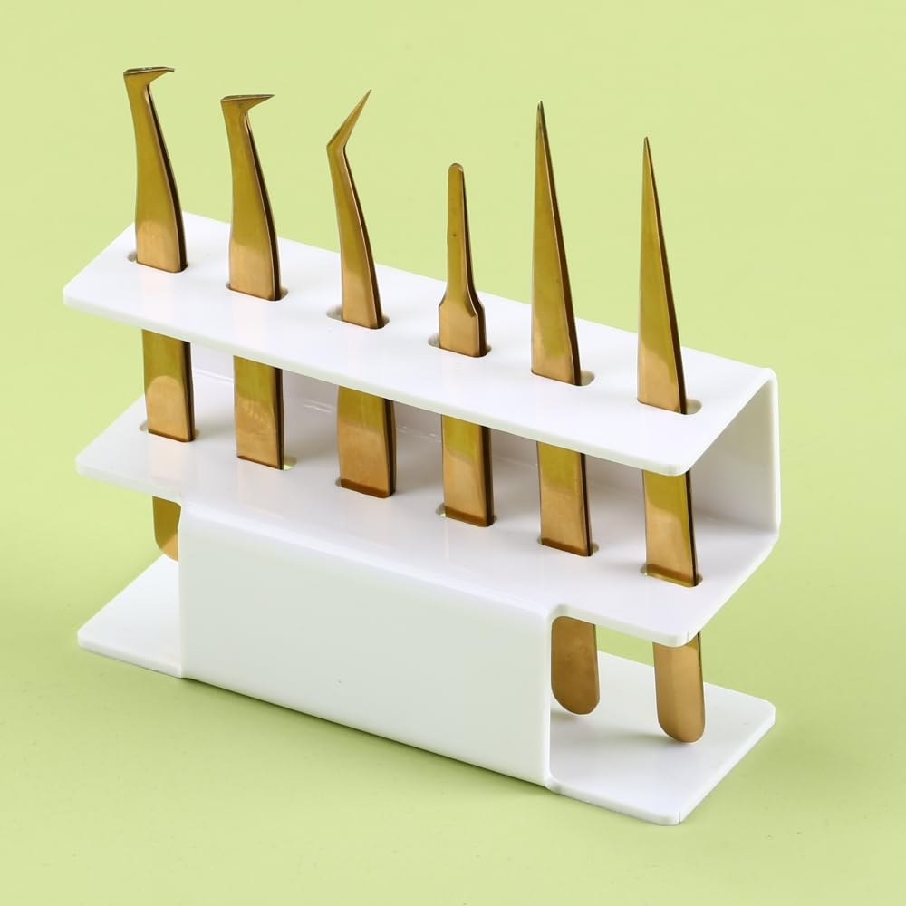 LIXIMMAZN Acrylic Tweezers Holder 6 Holes Tweezers Stand Display Organizer for Eyelash Extension Supplies Accessories Grafting Beauty Tools (6 Holes White)