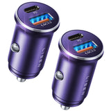 LISEN 48W USB C Car Charger Adapter [2 Pack] [Mini & Metal] Cigarette Lighter USB Charger Fast Charging [PD QC 3.0] USBC Car Phone Charger for iPhone 15 Pro Max Plus 14 Samsung Galaxy iPad Purple