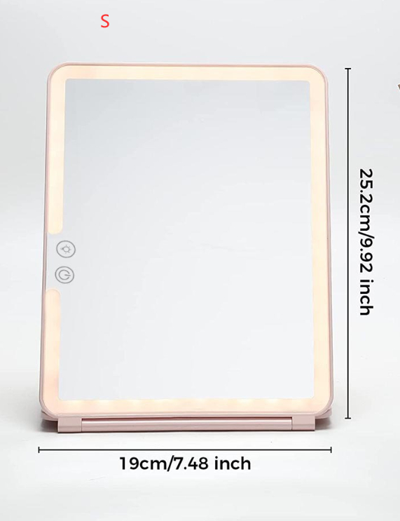 Large Lighted Portable Folding Makeup Mirror – Rechargeable, Magnifying, Travel-Friendly