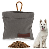 Jeffdad Canvas Dog Treat Pouch Portable Puppy Dog Training Treat Pouch with Carabiner Hands-Free Auto Closing Pet Snack Reward Pocket for Pet Training Travel or Outdoor Use(Grey)