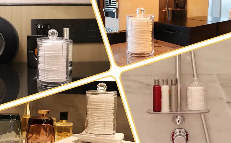 Acrylic Cotton Pad Storage Shelf with Lid Organizer