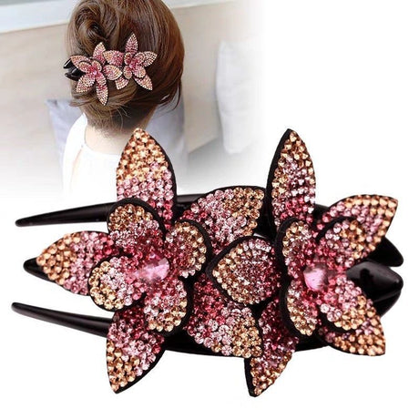 Floral Duckbill Hair Clip for Women with Rhinestones