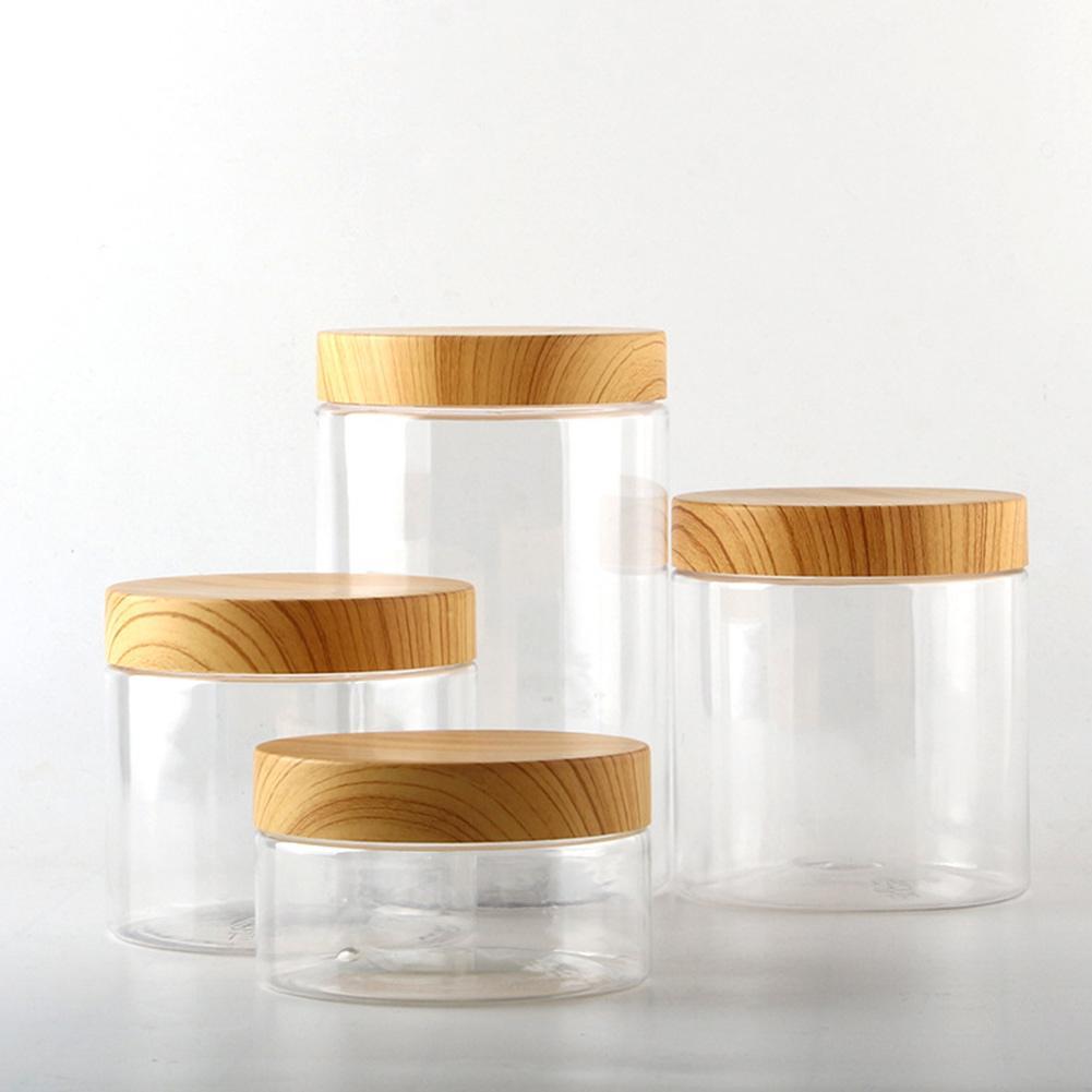Wood Grain Transparent Storage Jar for Spices & Cereals