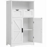 FIONESO Bathroom Cabinet Storage Cabinet with 2 Drawers & Doors Bathroom Floor Cabinet with Adjustable Shelf Storage Organizer for Living Room Entryway Home Office White
