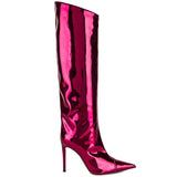 Women's Patent Leather High Heel Knee Boots