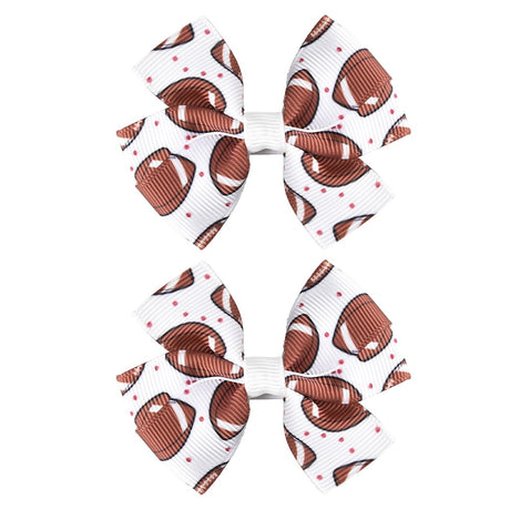 Football Cheer Bows for Women Hair Bow Clips for Girls Bowknot Hair Barrettes for Kids Football Hair Clip for Teens Football Mom Bow Hair Accessories for Teenagers Football Hair Bows 2Pcs