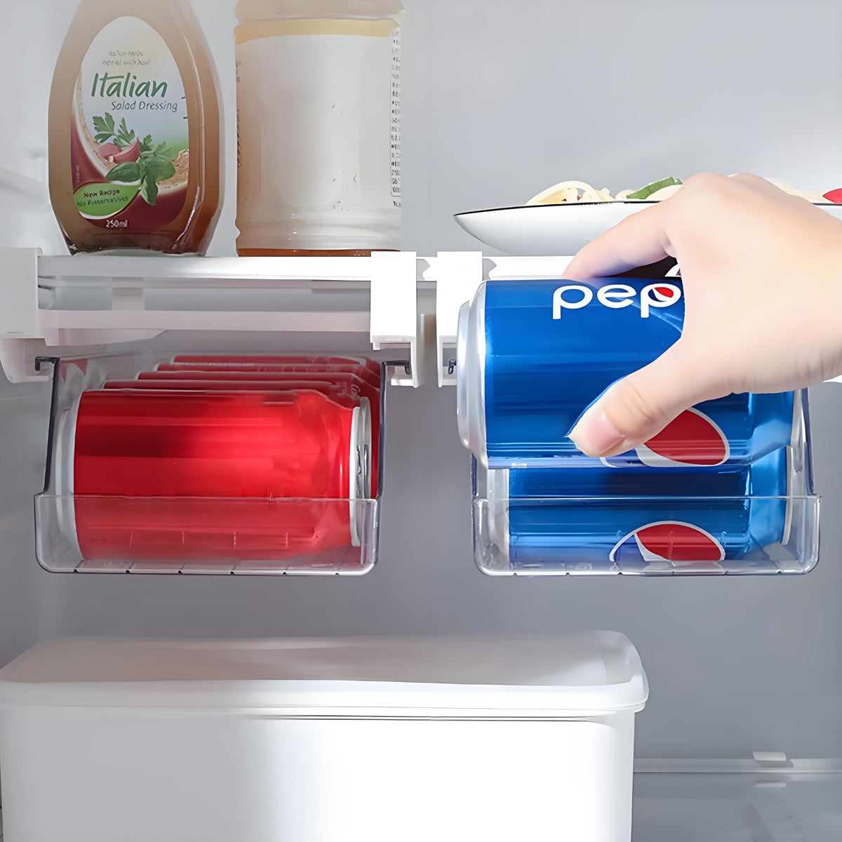 VOCAON Refrigerator Drawer Can Organizer Hanging Soda Can Organizer Pull Out Shelf Storage Transparent Organizer for Can Container Egg Fruit Vegetable Meat Fit All Fridge