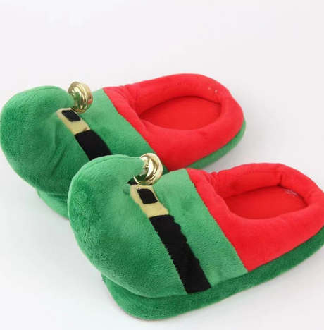 Santa Claus Elk Home Fur Slippers