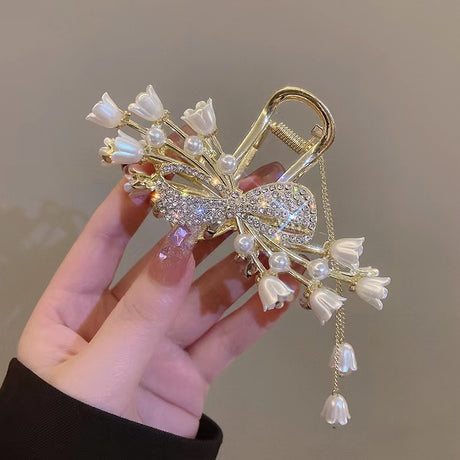 Rose Butterfly Tassel Hair Claw Clip for Elegant Look