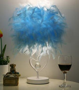 LED Feather Heart Crystal Table Lamp for Home Decor