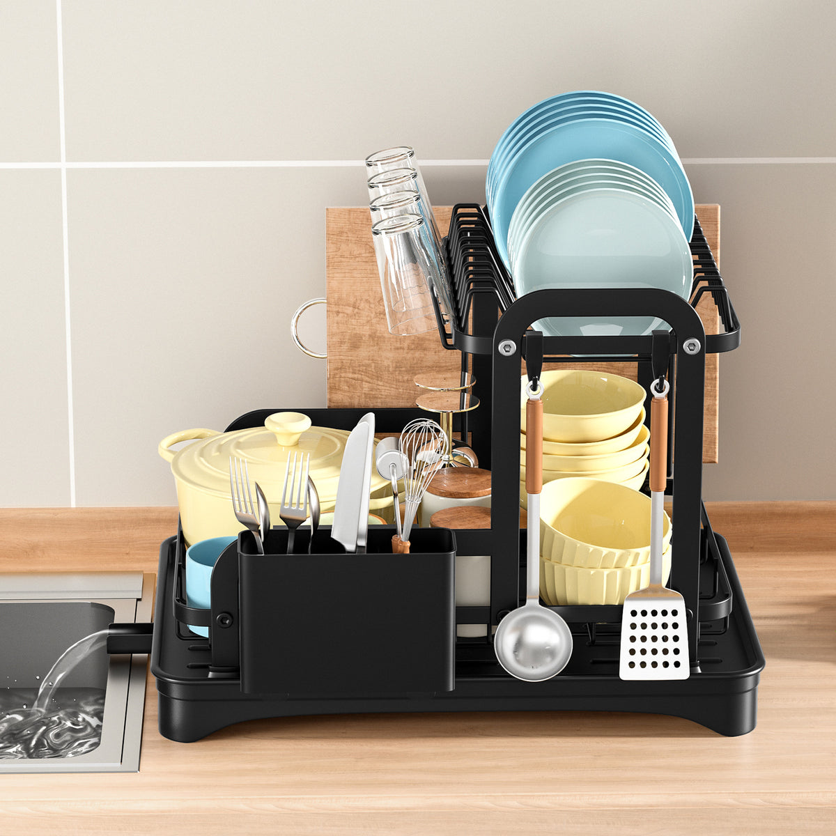 Narrow Kitchen Storage Rack for Bowls and Plates