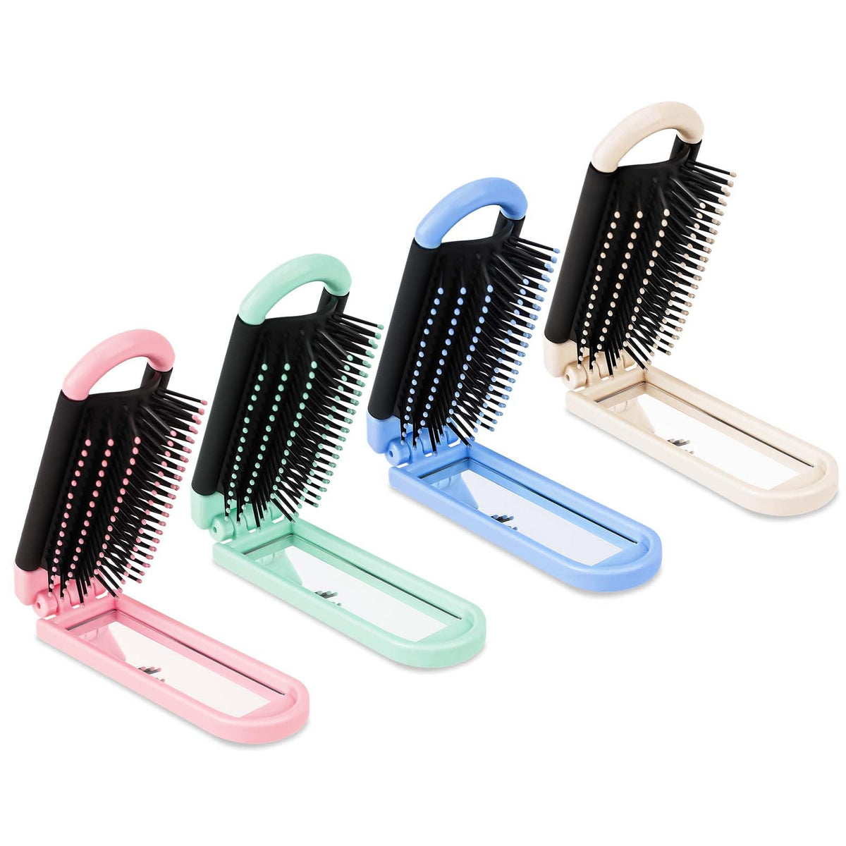 4 PCS Travel Brushes for Hair Mini Hair Brush Travel Hair Brush Foldable Compact Hair Brush with Massage Comb Pocket Size Travel Brush Travel Hairbrush for Hair Styling Gym Trips and Purse