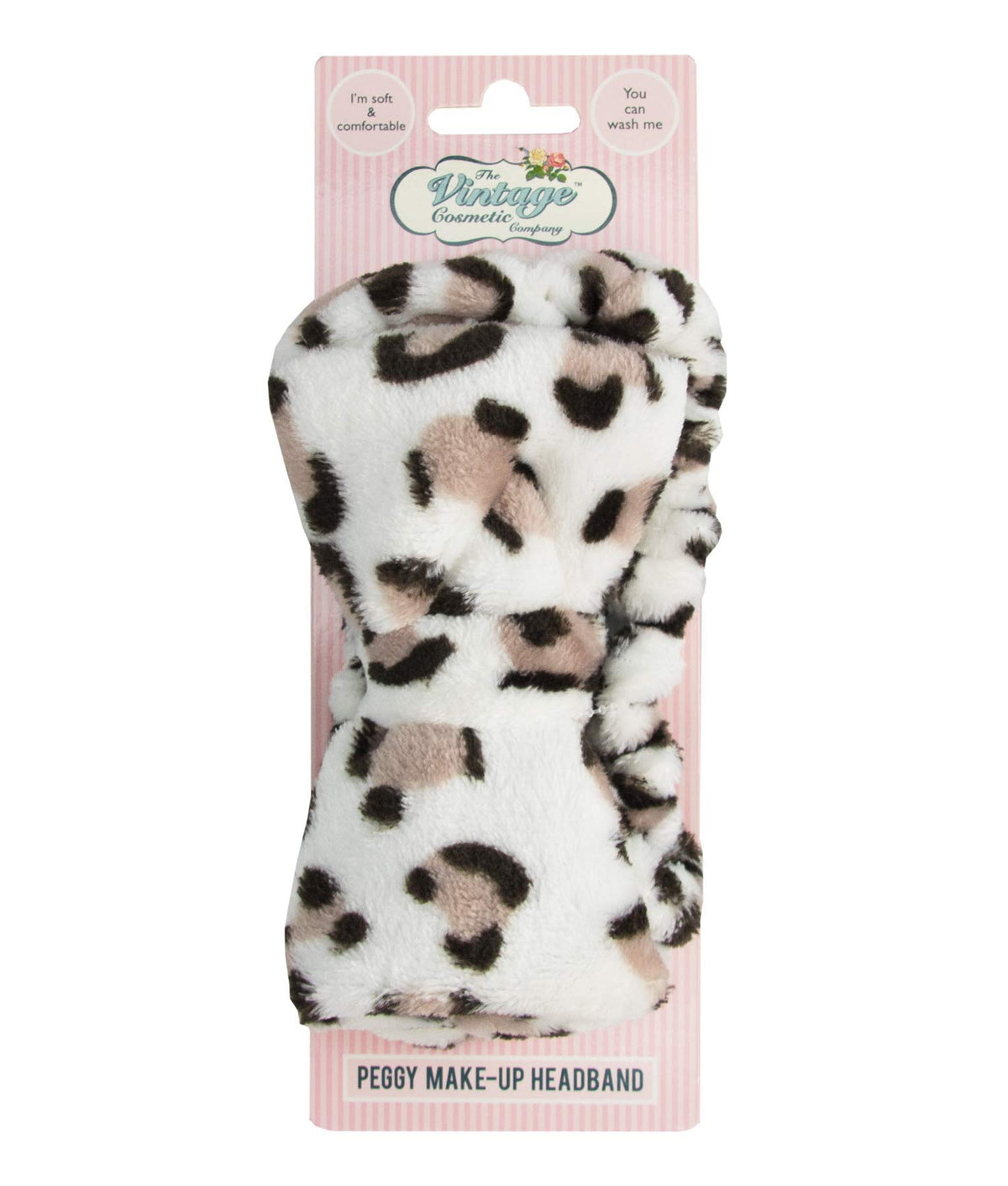 The Vintage Cosmetic Company Peggy Make Up Vintage Headband Skincare Headband Holds Back Hair Soft and Comfy Makeup Headband Beauty Accessory Leopard Print Design