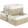 VQRTEXA Storage Baskets Fabric Storage Bins Versatile Storage Baskets for Shelves with Handles Large Closet Organizers for Shelves Clothing Toys Books (3-Pack 15.7x11.8x8.2 inch White&Khaki)