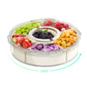 Divided Rotating Serving Tray with Lid and Handle Portable Snackle Box for Fruits Snacks Veggie Charcuterie Clear Snack Spinner Organizer and Storage for Adults Child (12" L-1pcs-6 Compartments)