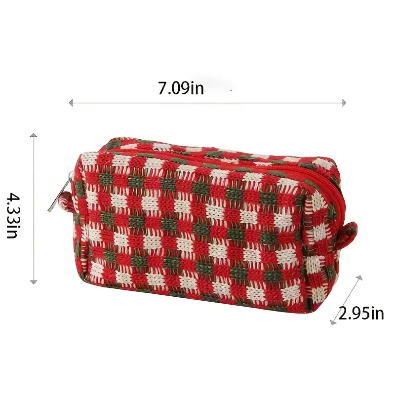 Plaid Pattern Makeup Bag for Women - Travel Organizer