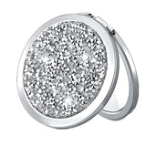 mpowtech Magnifying Silver Compact Mirror - Mix Diamond Mirror 1x/2x Magnification Travel Makeup MirrorDouble Sided Small Pocket MirrorFolding Purse MirrorCosmetic Mirror for Gift