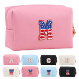 Letoileite Personalized Initial Makeup Bag Chenille Letter Waterproof Zipper Cosmetic Bags for Women Preppy Makeup Pouch Travel Toiletry Bag Organizer Christmas Birthday Gift