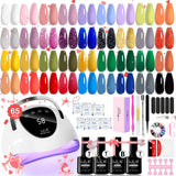 LKEE Gel Nail Polish Kit with UV Light 36 Colors Green Red Glitter Gold Sparkle Gel Nail Polish Set with Base Top Coat Salon DIY Gel Nail Kit Tools Soak Off Decorations Christmas Gifts
