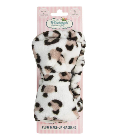The Vintage Cosmetic Company Peggy Make Up Vintage Headband Skincare Headband Holds Back Hair Soft and Comfy Makeup Headband Beauty Accessory Leopard Print Design