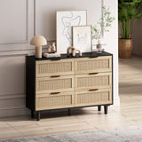 Drawers Rattan Storage Cabinet Rattan Drawer,for Bedroom,Living Room,Black