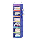 YOUDENOVA 6-Shelf Weekly Hanging Closet Organizer Closet Organizers with 2 Side Pockets Closet Hanging Organizers for Kids Blue