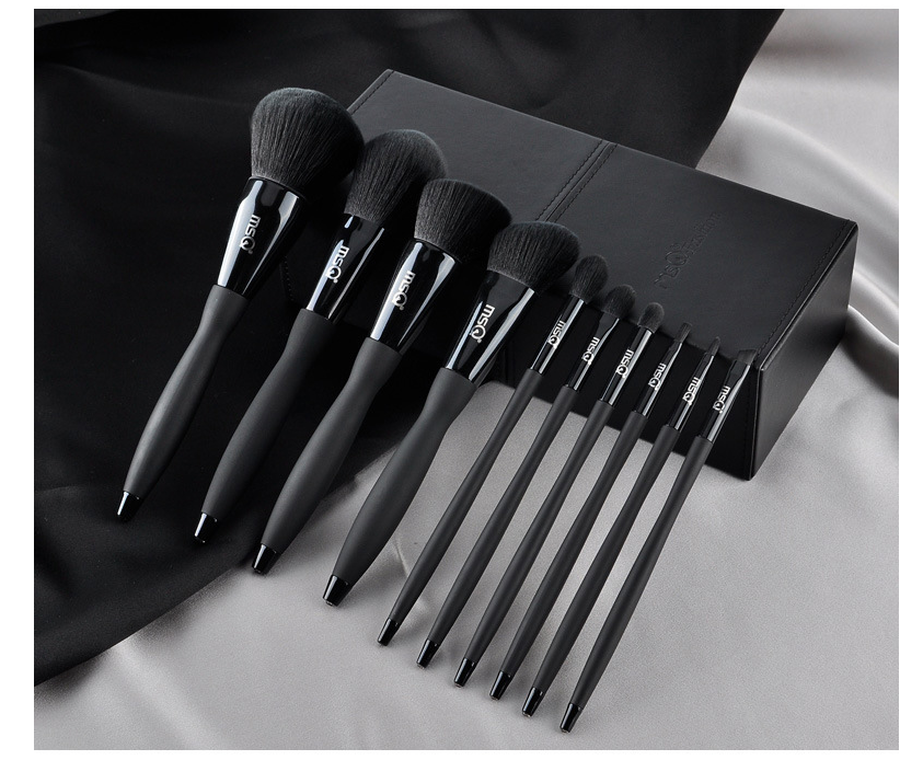 MSQ 10-Piece Black Makeup Brush Set with Magnetic Case
