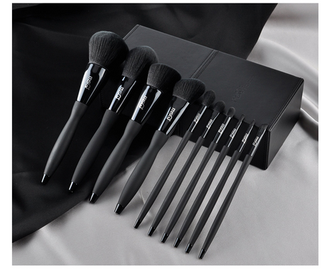 MSQ 10-Piece Black Makeup Brush Set with Magnetic Case