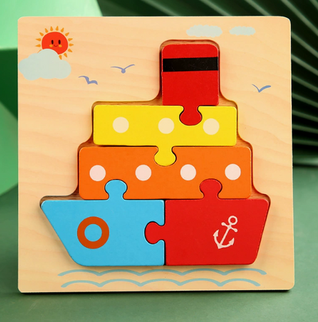Montessori Wooden Educational Puzzle Board (One Set)