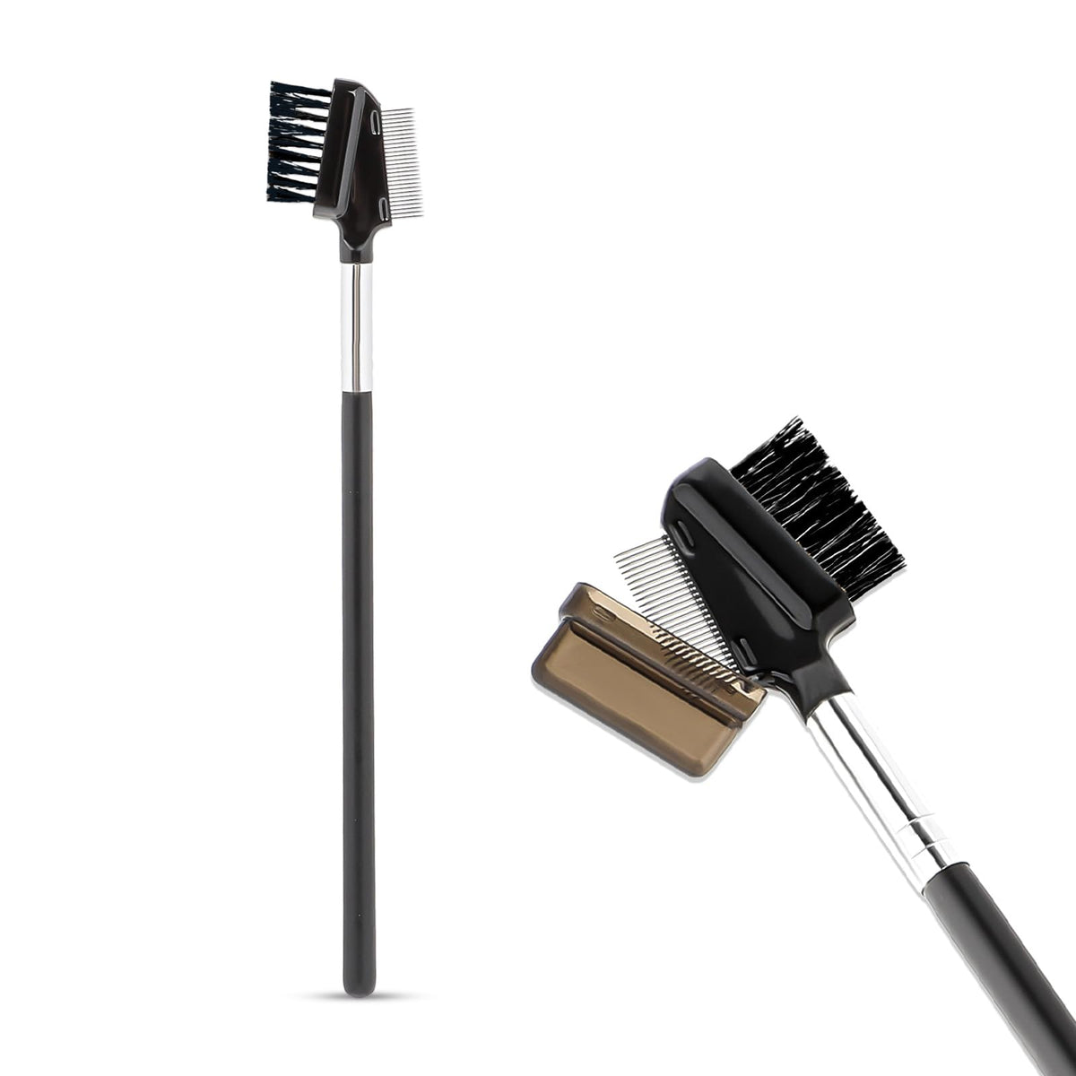 Metal Eyelash Comb Eye Brow Brush Comb Separator Metal Eyelash Comb Brush Resuable Double-Sided Eyebrow Brush Eyelash Comb Eye Brow Makeup Brush Eye Lash Comb for Eyelashes Extension (Nylon)