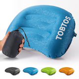TOBTOS Camping Pillow Inflatable Pillow for Camping Ultralight Backpacking Pillow Ergonomic Support for Neck & Lumbar Blow Up Air Pillow for Travel Hiking Outdoor (Navy Blue)