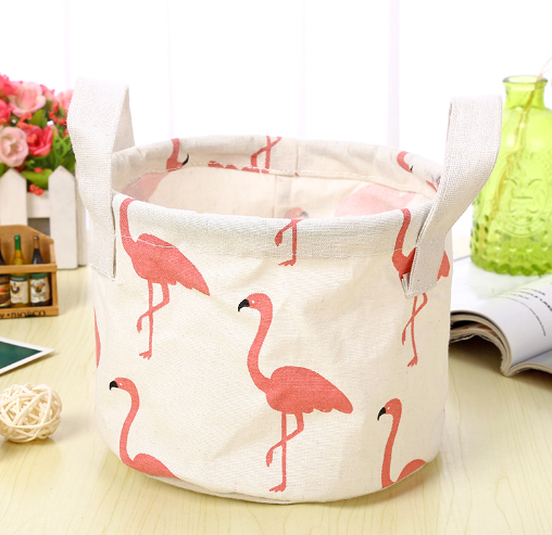 Cosmetic and Snack Storage Bins with Flamingo Design
